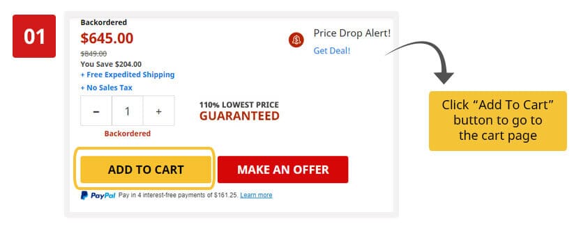 Step 1 - Add the item to your cart