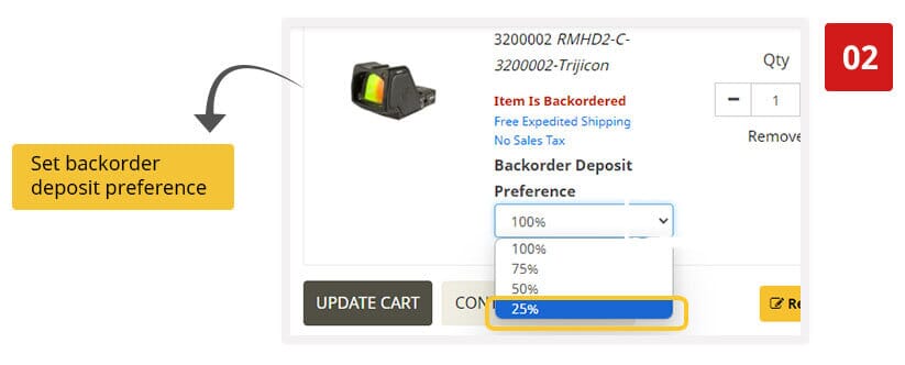Step 2 - Set backorder deposit preference