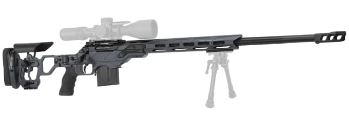 Cadex Defense CDX-R7 LCP (Lite Comp) LA .338 Lapua Mag 27" 1:9.5" Bbl Skele-Stock Hybrid Gry/Blk Rifle w/MX1 MB CDXR7-LCP-338-27-BS30-D2D3N-HGB