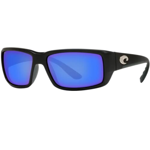 Costa Fantail Matte Black Frame Sunglasses w/Blue Mirror 580P Lenses 06S9006-90061659