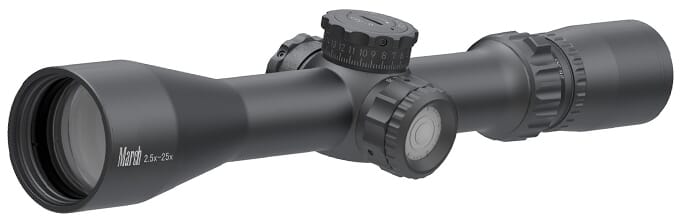 March Compact Tactical 2.5-25x42 MTR-3 Illuminated 1/4 MOA SFP Riflescope D25V42TI-MTR-3