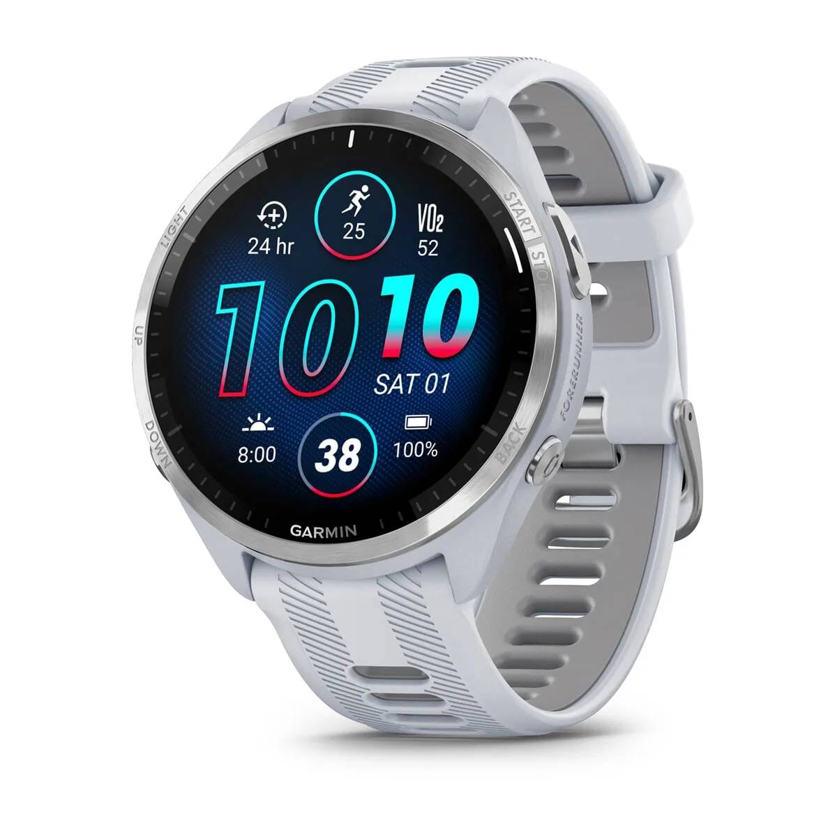 Garmin Forerunner 965 Titanium Bezel with Whitestone Case and  Whitestone/Powder Gray Silicone Band