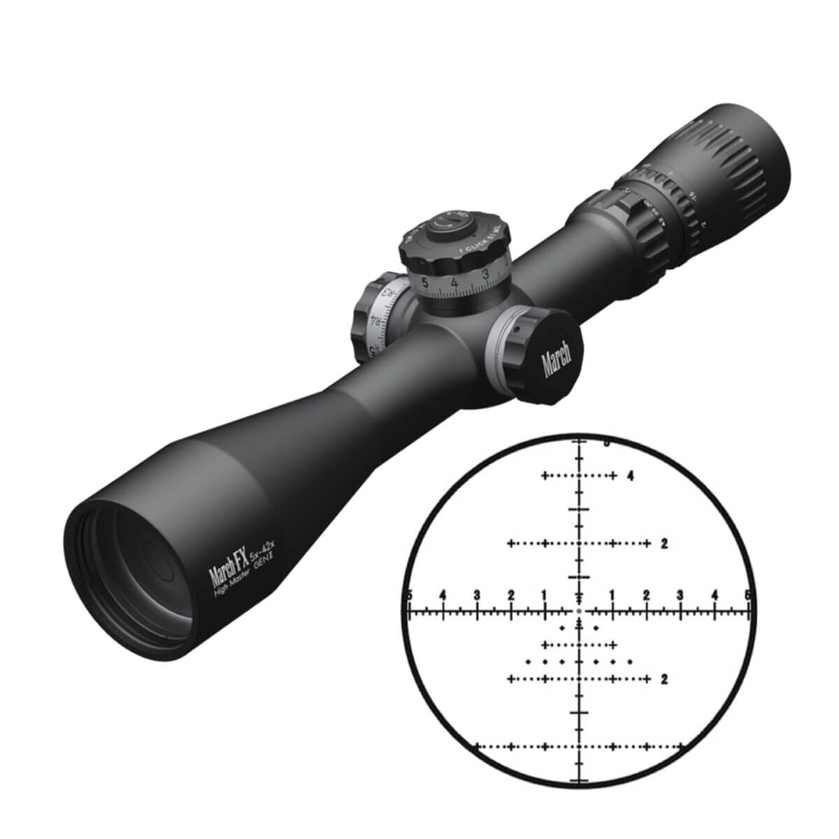 Shop March FX Wide Angle 5-42x56mm G2 FFP FML-MT Reticle 0.1MIL