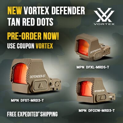 NEW Vortex Defender TAN Red Dots