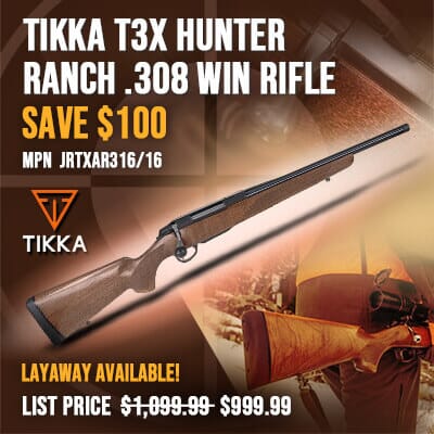 $100 OFF Tikka T3x Hunter Ranch .308 Win Rifle