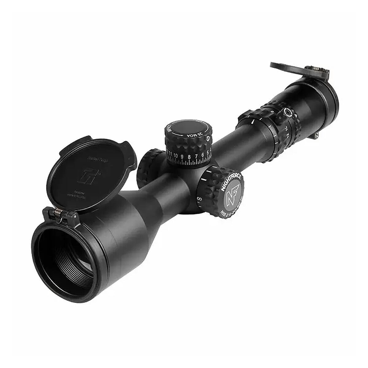 Nightforce NX8 2.5-20x50 F1 MOAR Riflescope w/Tenebraex Flip Up Covers/Power Throw Lever C622