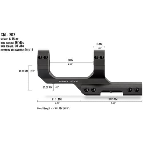 Vortex Cantilever Ring Mount for 30mm Tube (2-Inch Offset) CM-202